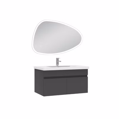 Meubles simple vasque 80cm vasque + miroir 3 couleurs lumineux Anthracite