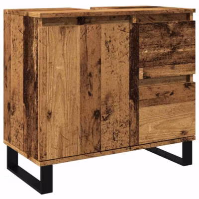 Armoire de lavabo de salle de bain vieux bois 65x33x60 cm vidaXL