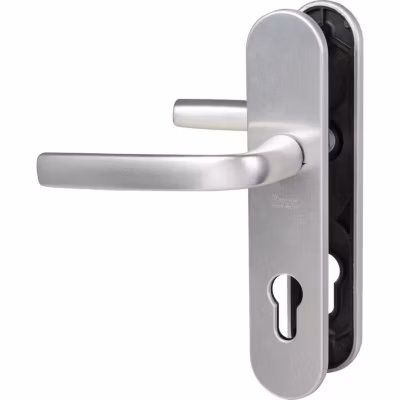 Poignée de porte d&rsquo;entrée – Logio – Vachette – Gris argent – Clé I – 165 mm