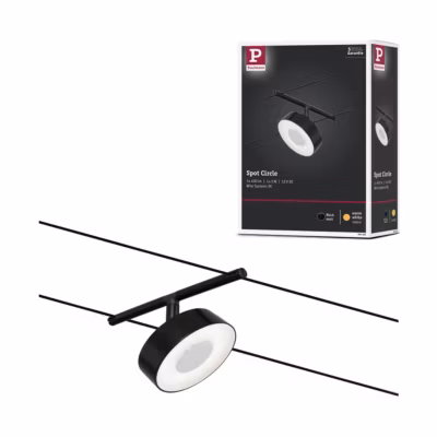 CorDuo Système sur câbles LED Circle Spot individuel 180lm 5W 3000K 12V Noir mat
