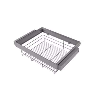 Emuca Kit tiroir en fil métallique et rack ajustable Quartz pour armoires, glissières extension totale et à fermeture douce,