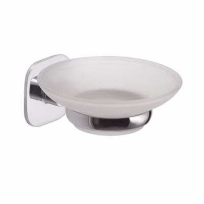 Porte-Savon Verre/Acier Inoxydable Chrome Thym Également Fixé Avec Un Ruban Adhésif Double-Face