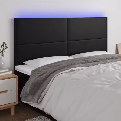 vidaXL Tête de Lit à LED Meuble de Chambre à Coucher Accessoire de Lit Double Tête de Cadre de Lit Intérieur Noir 3122252