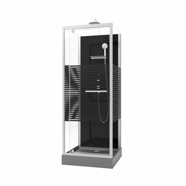 Cabine de douche 80x80cm Study 2 porte pivotante – verre sérigraphié gris anthracite AURLANE