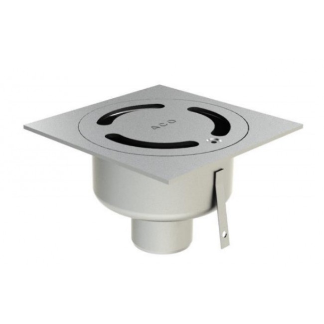 Siphon de sol inox 150×150 mm H58 mm à sortie verticale – Netdrain Standard ACO
