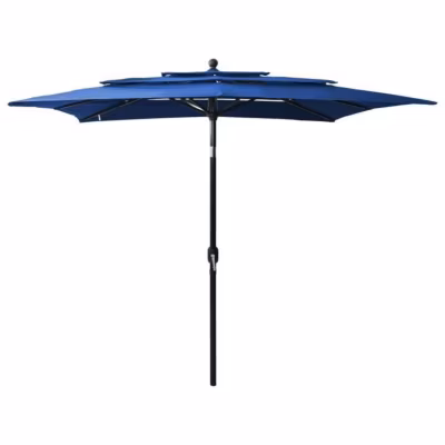 vidaXL Parasol à 3 niveaux avec mât en aluminium Bleu azuré 2,5×2,5 m