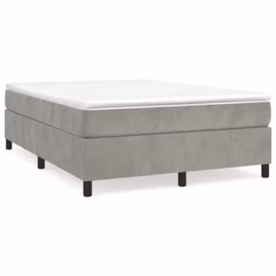 Lit double, Lit adulte, Cadre de lit à ressorts gris clair 140×200 cm velours