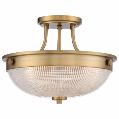 Semi-plafonnier Mantle 2 lumières – Laiton vieilli