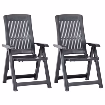 Chaises inclinables de jardin lot de 2,Chaise d&rsquo;extérieur,Chaise de terrasse Plastique Anthracite 690590