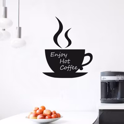 Sticker ardoise tableau noir – stickers muraux adhésif effaçable – TASSE DE CAFÉ – 35x30cm