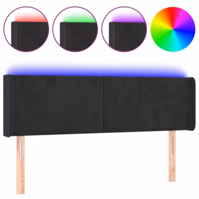 vidaXL Tête de Lit à LED Meuble de Chambre à Coucher Accessoire de Lit Double Tête de Cadre de Lit Intérieur Noir 3123006