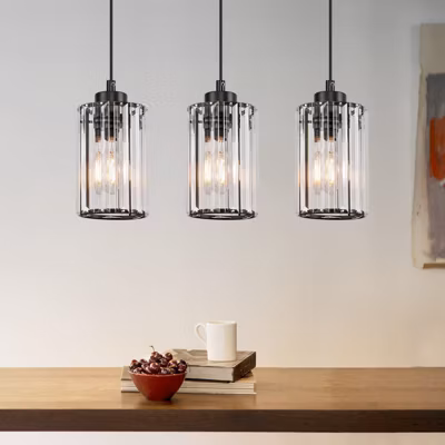 ZMH Suspension Moderne En Noir Cristal Avec 3 Flammes E27 Pour Salle à Manger