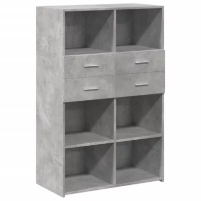 Buffet haut gris béton 80×42,5×124 cm bois d&rsquo;ingénierie vidaXL