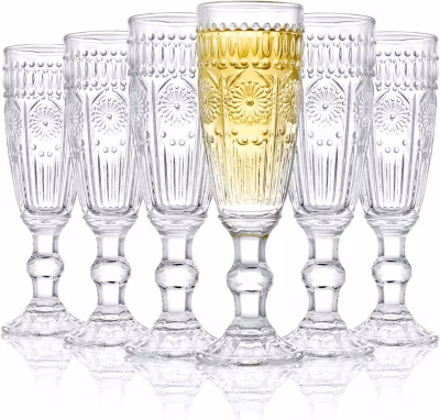Lot de 6 flûtes à champagne en verre Élégantes et durables