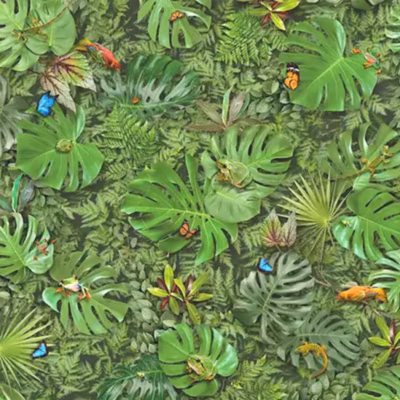 Sol vinyle Textile – effet faune & flore tropicale – Rouleau de 4m x 2m