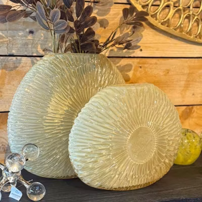 Vase Concha verre jaune 31x11x41cm