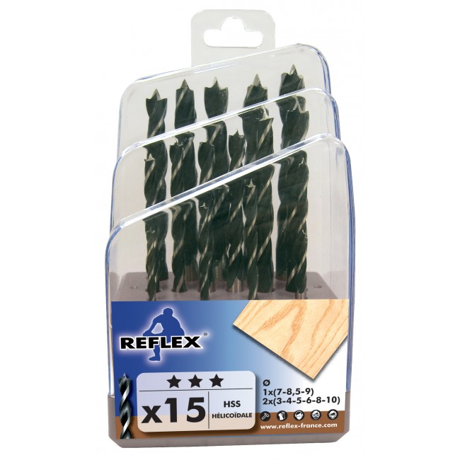 Coffret 15 mèches hélicoïdales HSS 3 à 10 mm LEMAN
