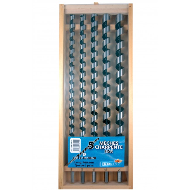Coffret 5 mèches charpente à hélice HSS LEMAN