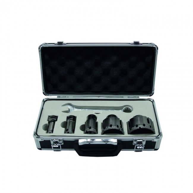 Coffret 5 trépans diamant pour meuleuse + clé de serrage LEMAN