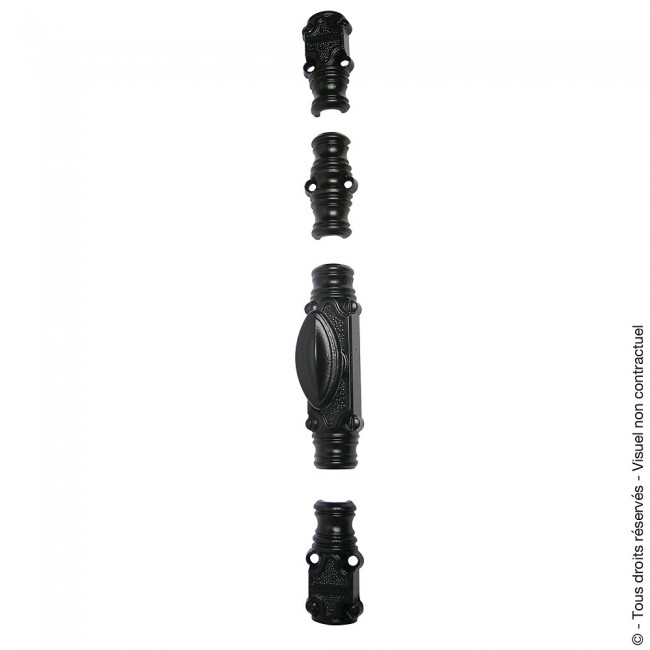 Fausse crémone décorative RY59D pour tringle 1/2 ronde 16×8 mm – noire JARDINIER MASSARD