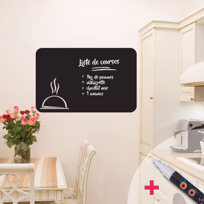 Sticker ardoise tableau noir – stickers muraux adhésif effaçable – CLASSIQUE PLAT DE CUISINE + CRAIE LIQUIDE BLANCHE – 105x165cm