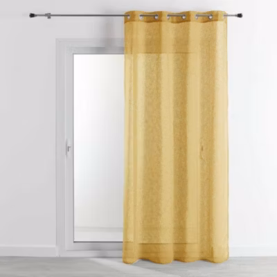 Voilage tamisant en étamine unie (140×240 cm – Jaune moutarde)