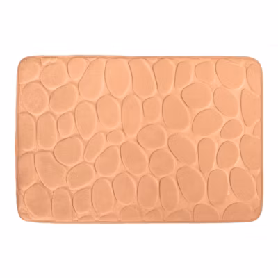 Tapis de bain galet antidérapant rectangulaire pêche L.60 x l.40 cm Pebble