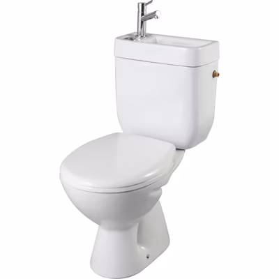 WC à poser avec lave-mains intégré avec bride sortie verticale – Vertigo duo