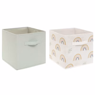 Set de 2 bacs rangements enfant – carton – vert – Atmosphera