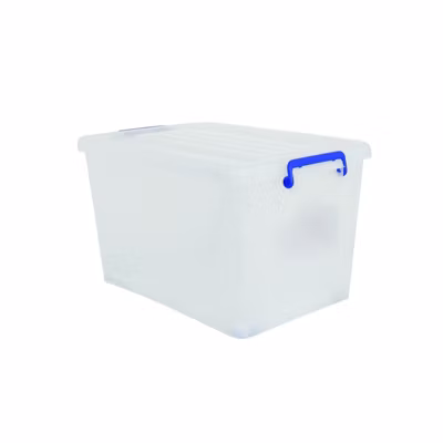 Boite de rangement avec roulettes Blanc Transparent 50L MSV