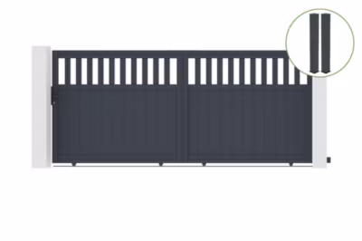 Portail coulissant 3,7m SANTIS H.160cm alu gris + 2 poteaux 20x20cm H.190cm