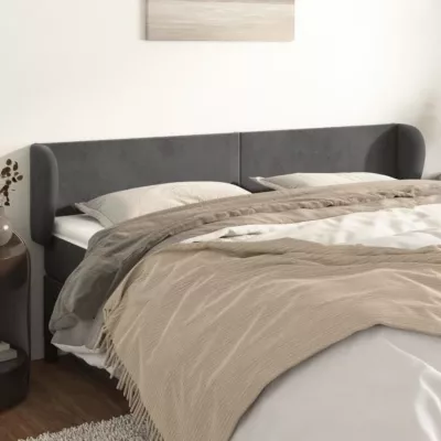 vidaXL Tête de lit avec oreilles Gris foncé 163x23x78-88 cm Velours3116919