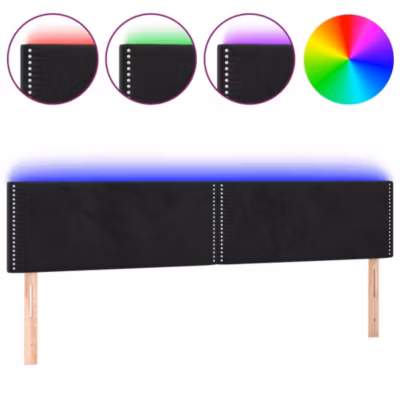 vidaXL Tête de Lit à LED Meuble de Chambre à Coucher Accessoire de Lit Double Tête de Cadre de Lit Intérieur Noir 3121534
