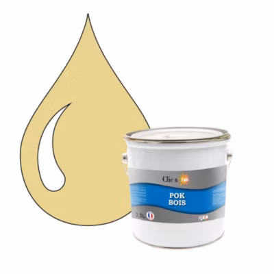Peinture extérieure bois – Résistante aux intempéries POK BOIS – 2,5L – RAL 1015 – Ivoire Clair – Clic & Pok