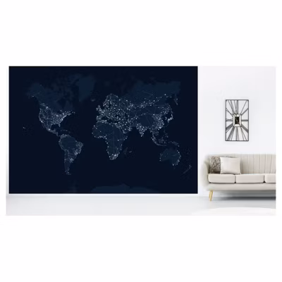 Papier peint intissé WORLD BY NIGHT 400 x 270 cm (LxH) – Tapisserie murale panoramique XXL, Made in France par Scenolia