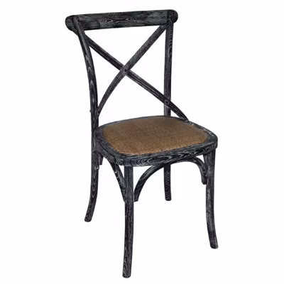 Chaises en Bois Noir Patiné avec Dossier Croisé – Lot de 2 – Bolero