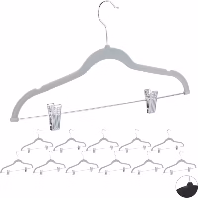 Lot de 12 cintres pinces en gris Helloshop26