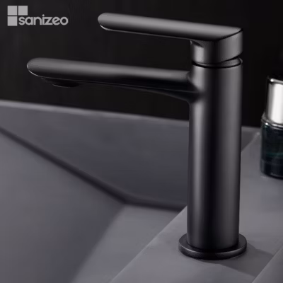 Mitigeur de Lavabo Anti-Calcaire Bec Bas Noir Mat IMEX URAL BDG040-1NG