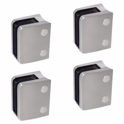 4 x Pince à verre pour tube diam. 48,3 modèle 04 – Ep. verre 12 mm – Inox 316 brossé GR320