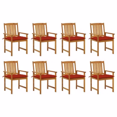 vidaXL Lot de 8 Chaises de Jardin avec Coussins, Sièges de Terrasse, Chaises de Salle à Manger, Meubles de Patio Extérieur, 307819