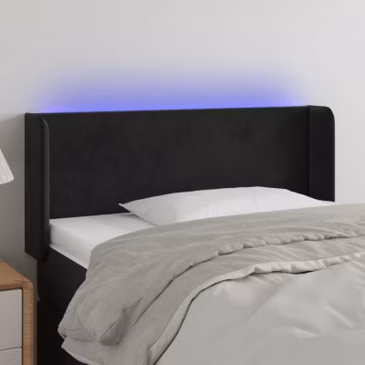 vidaXL Tête de Lit à LED Meuble de Chambre à Coucher Accessoire de Lit Simple Tête de Cadre de Lit Intérieur Noir 3122994