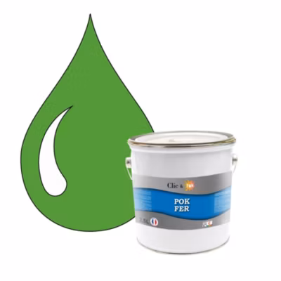 Peinture fer antirouille – Laque extérieure Semi-Brillante POK FER – 2,5L – RAL 6018 – Vert Jaune