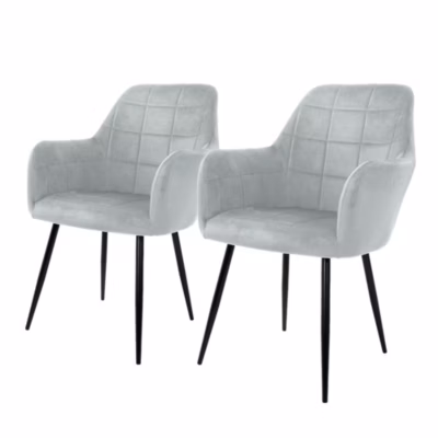 2 x Chaise salle à manger fauteuil bureau avec accoudoirs assise en velours gris
