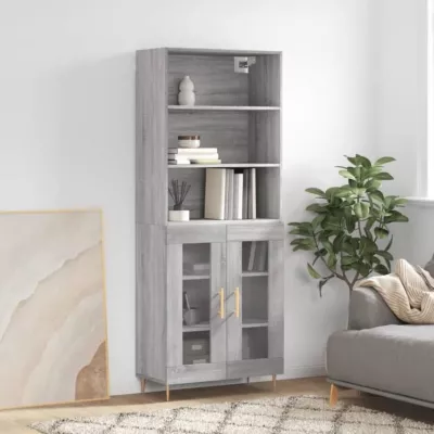 vidaXL Buffet haut Sonoma gris 69,5x34x180 cm Bois d&rsquo;ingénierie 3189307