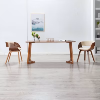 Prolenta Premium –  Chaises à manger lot de 2 crème bois courbé et similicuir