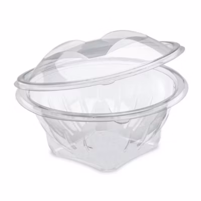 50 Barquettes Ronde 750 ml  Alimentaire PET avec Couvercle Attaché – Transparente, Usage Froid, Diamètre172 x H94 mm – D-