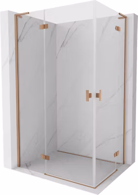Mexen Mist-H L Duo cabine de douche pivotante gauche 120 x 80 cm, transparent, cuivre brossé – 8A5L-120L-080P-65-00