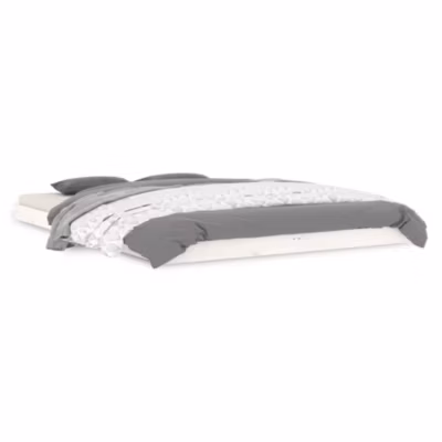Lit double, Lit adulte, Cadre de lit sans matelas blanc 140×200 cm bois de pin massif