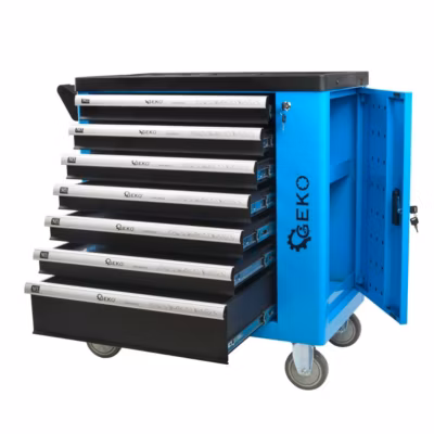 Servante d&rsquo;atelier professionnelle avec outils en chrome vanadium 7 tiroirs 243 pièces Bleu