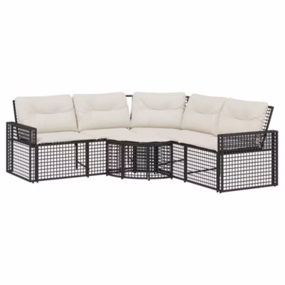Canapé de jardin et coussins et repose-pied en forme de L rotin vidaXL